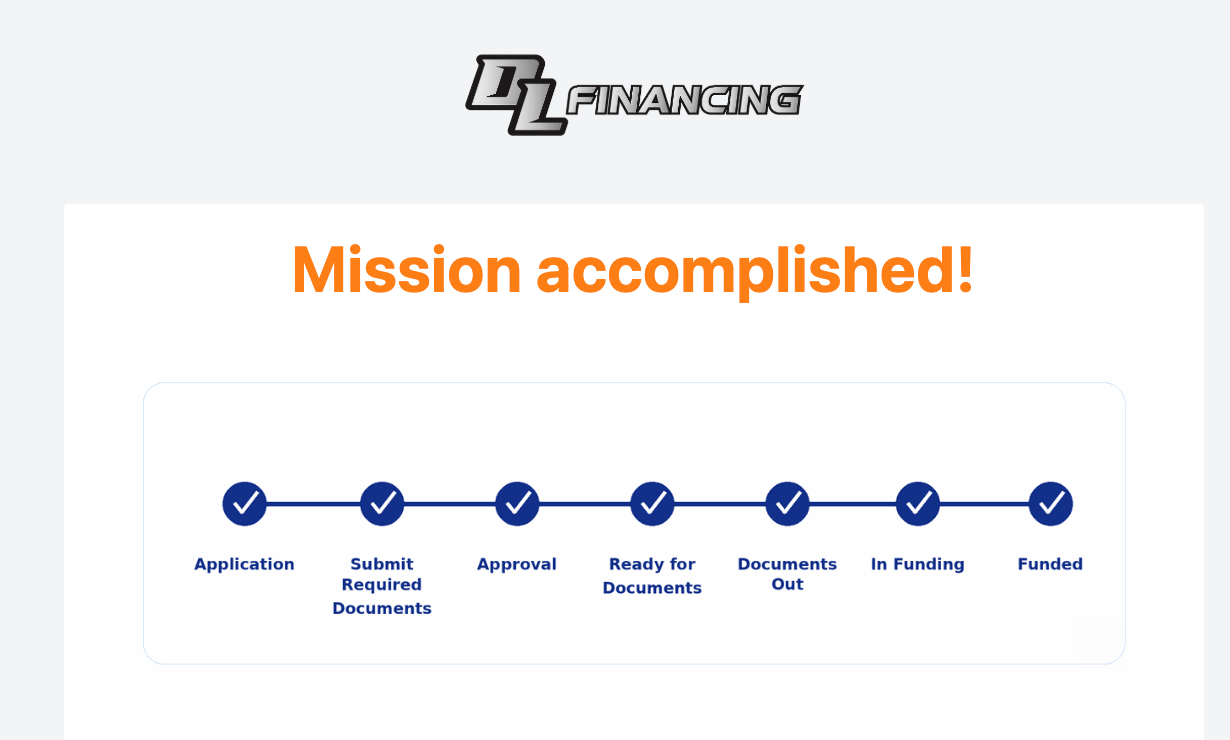 Notification email showing every step complete on a funded deal